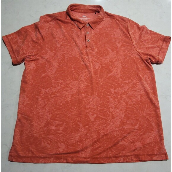 Tommy Bahama Other - Tommy Bahama Palmetto Beach Tropical Aloha Hawaiian Golf Polo Orange 2XL NWOT